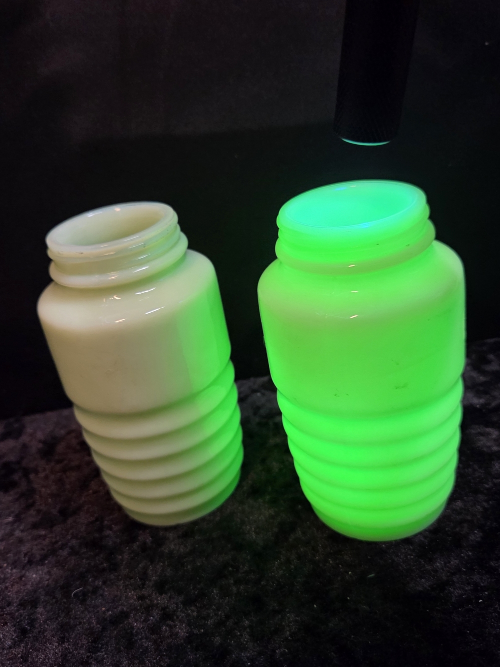 Uranium Jadeite Glass Salt Shakers-no Lids Vintage